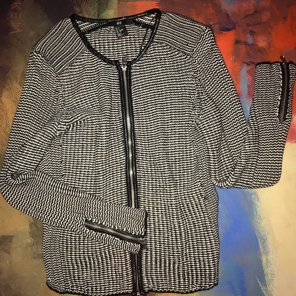 H&M Jackets & Coats Hm Knit Herringbone Zipfront Jacket Poshmark